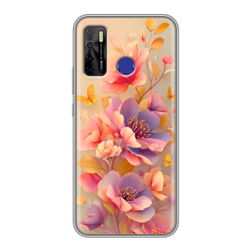 Силиконовый чехол на Tecno Camon 15 с принтом Цветы и бабочки Силиконовый чехол на Tecno Camon 15 с принтом Цветы и бабочки
