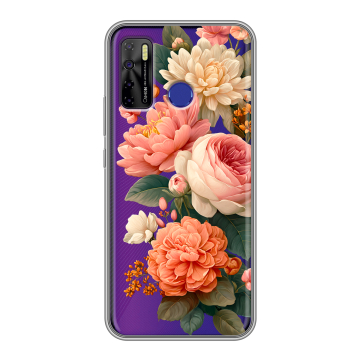 Силиконовый чехол на Tecno Camon 15 с принтом цветы Силиконовый чехол на Tecno Camon 15 с принтом цветы