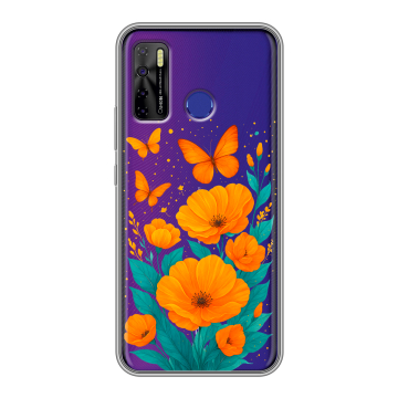 Силиконовый чехол на Tecno Camon 15 с принтом цветы бабочки Силиконовый чехол на Tecno Camon 15 с принтом цветы бабочки