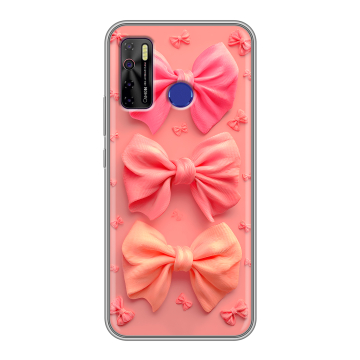 Силиконовый чехол на Tecno Camon 15 с принтом Розовые бантики