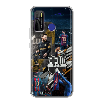Силиконовый чехол на Tecno Camon 15 с принтом Messi Barcelona