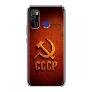 Силиконовый чехол на Tecno Camon 15 с принтом Флаг Герб СССР