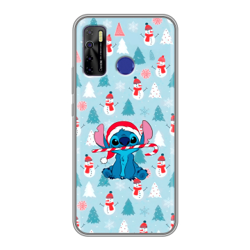 Силиконовый чехол на Tecno Camon 15 с принтом Стич Новый год Силиконовый чехол на Tecno Camon 15 с принтом Стич Новый год