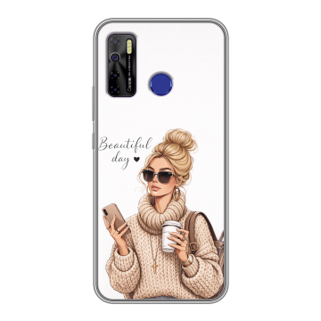 Силиконовый чехол на Tecno Camon 15 с принтом женский Силиконовый чехол на Tecno Camon 15 с принтом женский