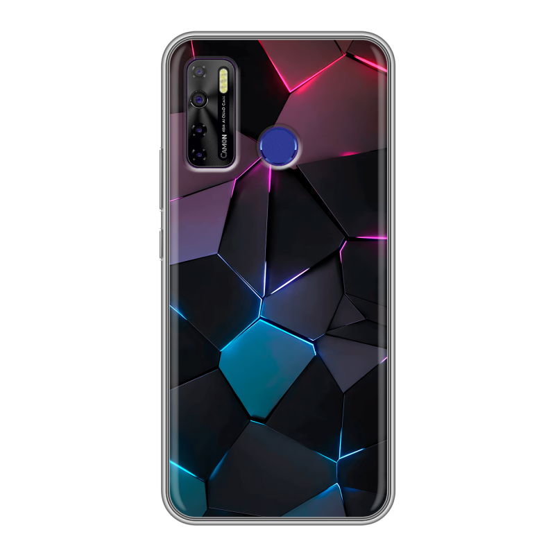 Силиконовый противоударный чехол на Tecno Camon 15 с принтом Геометрия неона Силиконовый противоударный чехол на Tecno Camon 15 с принтом Геометрия неона