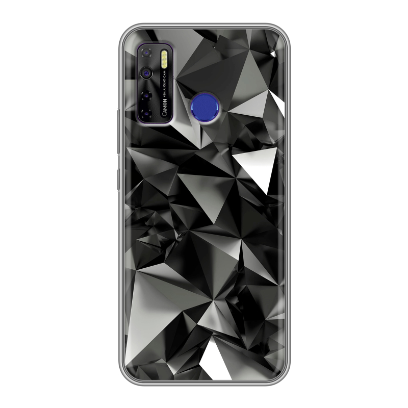 Силиконовый чехол на Tecno Camon 15 с принтом Черные кристаллы Силиконовый чехол на Tecno Camon 15 с принтом Черные кристаллы