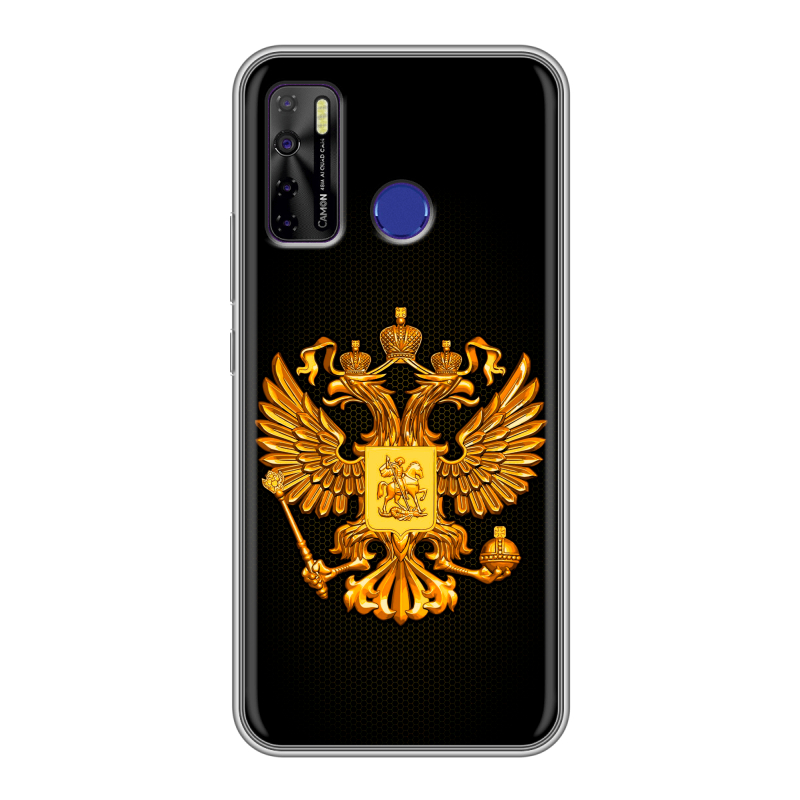Силиконовый чехол на Tecno Camon 15 с принтом Герб России желтый Силиконовый чехол на Tecno Camon 15 с принтом Герб России желтый
