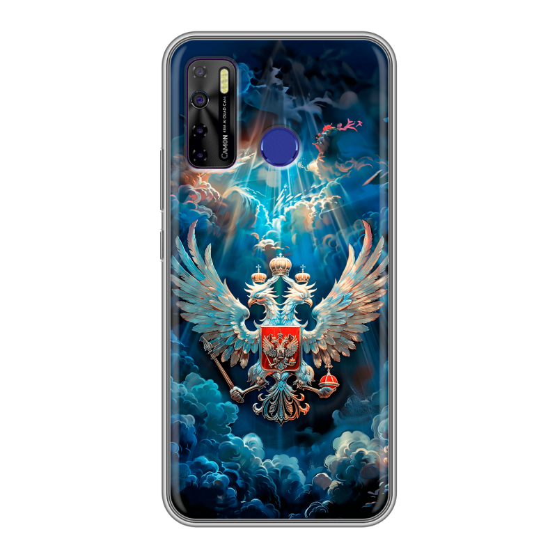 Силиконовый чехол на Tecno Camon 15 с принтом Герб флаг России Силиконовый чехол на Tecno Camon 15 с принтом Герб флаг России