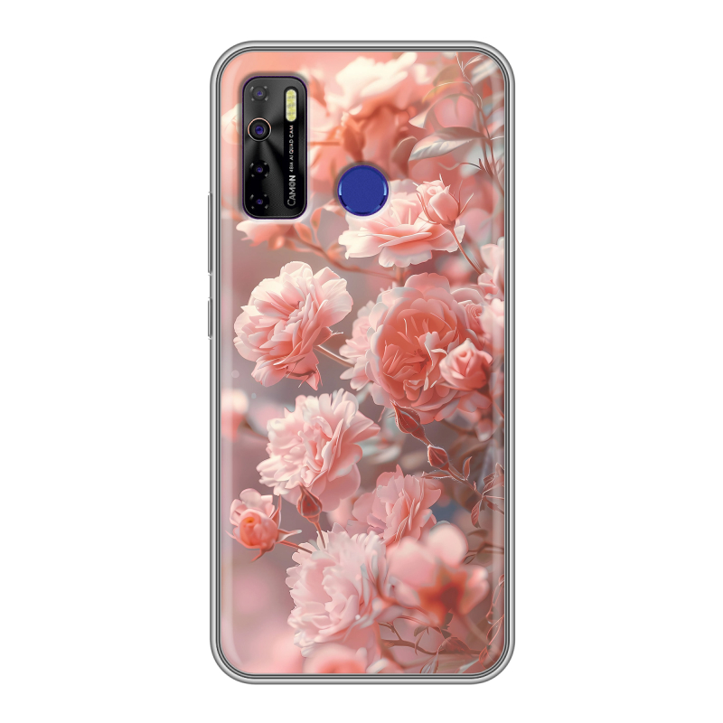 Силиконовый чехол на Tecno Camon 15 с принтом Розовые розы Силиконовый чехол на Tecno Camon 15 с принтом Розовые розы