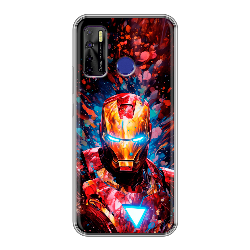Силиконовый чехол на Tecno Camon 15 с принтом Железный человек Ironman Силиконовый чехол на Tecno Camon 15 с принтом Железный человек Ironman