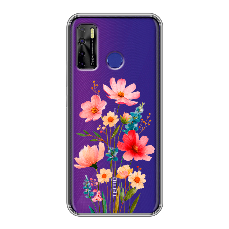 Силиконовый чехол на Tecno Camon 15 с принтом Цветы Силиконовый чехол на Tecno Camon 15 с принтом Цветы