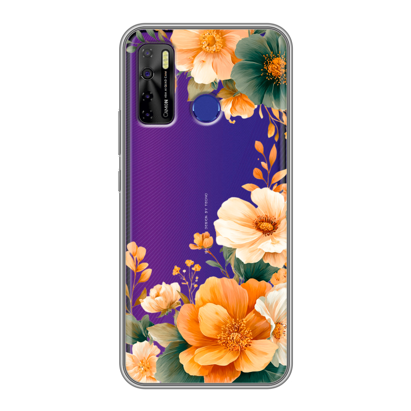 Силиконовый противоударный чехол на Tecno Camon 15 с принтом Цветы принт Силиконовый противоударный чехол на Tecno Camon 15 с принтом Цветы принт