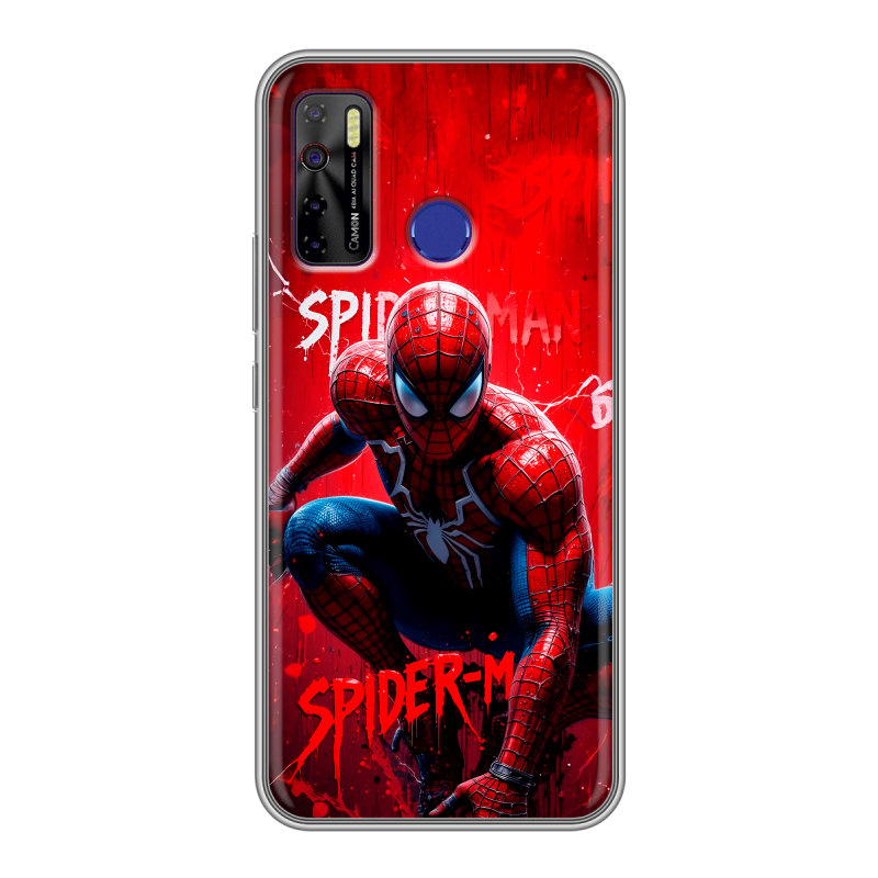 Силиконовый противоударный чехол на Tecno Camon 15 с принтом Spiderman Человек паук Силиконовый противоударный чехол на Tecno Camon 15 с принтом Spiderman Человек паук