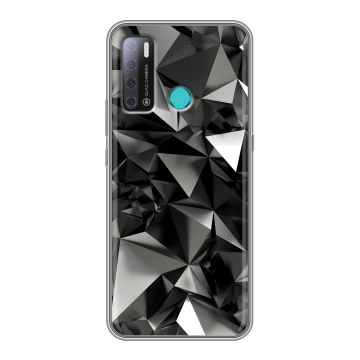 Силиконовый противоударный чехол на Tecno Pouvoir 4 с принтом Черные кристаллы Силиконовый противоударный чехол на Tecno Pouvoir 4 с принтом Черные кристаллы