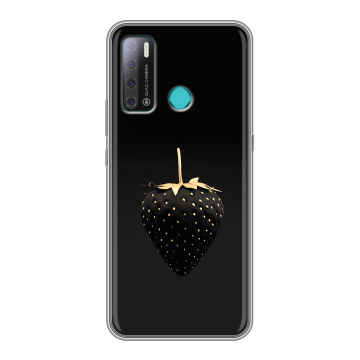Силиконовый противоударный чехол на Tecno Pouvoir 4 с принтом Черная клубника Силиконовый противоударный чехол на Tecno Pouvoir 4 с принтом Черная клубника