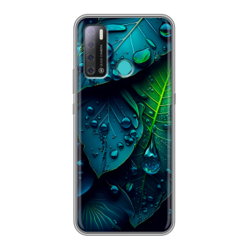 Силиконовый противоударный чехол на Tecno Pouvoir 4 с принтом Листья Силиконовый противоударный чехол на Tecno Pouvoir 4 с принтом Листья