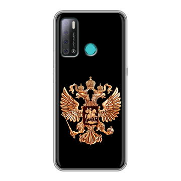 Силиконовый противоударный чехол на Tecno Pouvoir 4 с принтом Герб России золотой Силиконовый противоударный чехол на Tecno Pouvoir 4 с принтом Герб России золотой