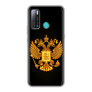 Силиконовый противоударный чехол на Tecno Pouvoir 4 с принтом Герб России желтый Силиконовый противоударный чехол на Tecno Pouvoir 4 с принтом Герб России желтый