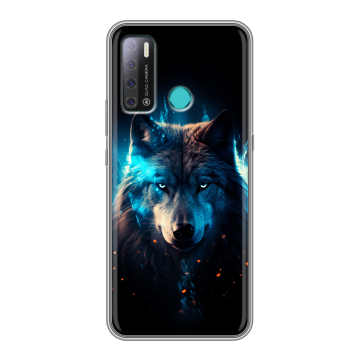 Силиконовый противоударный чехол на Tecno Pouvoir 4 с принтом Волк ночной
