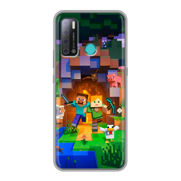 Силиконовый противоударный чехол на Tecno Pouvoir 4 с принтом Майнкрафт Minecraft Силиконовый противоударный чехол на Tecno Pouvoir 4 с принтом Майнкрафт Minecraft