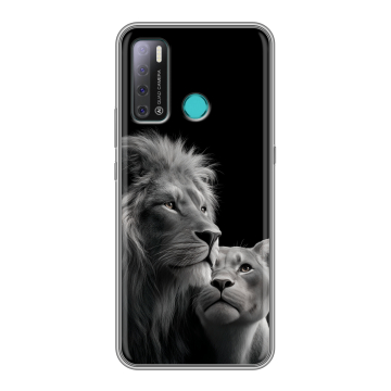 Силиконовый противоударный чехол на Tecno Pouvoir 4 с принтом Лев кошки Силиконовый противоударный чехол на Tecno Pouvoir 4 с принтом Лев кошки