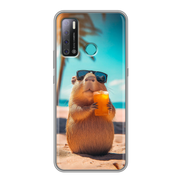 Силиконовый противоударный чехол на Tecno Pouvoir 4 с принтом Капибара