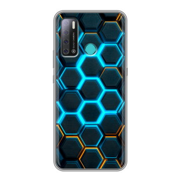 Силиконовый противоударный чехол на Tecno Pouvoir 4 с принтом Неоновые соты Силиконовый противоударный чехол на Tecno Pouvoir 4 с принтом Неоновые соты