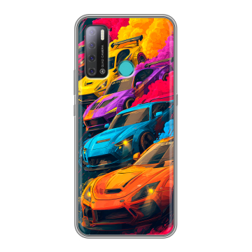 Силиконовый противоударный чехол на Tecno Pouvoir 4 с принтом Тачки Силиконовый противоударный чехол на Tecno Pouvoir 4 с принтом Тачки