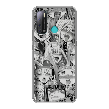 Силиконовый противоударный чехол на Tecno Pouvoir 4 с принтом Ahegao Ахегао Аниме