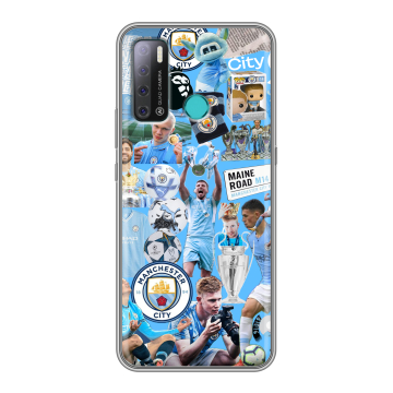 Силиконовый противоударный чехол на Tecno Pouvoir 4 с принтом Man City Манчестер Сити