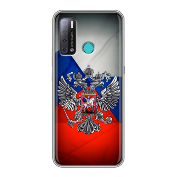 Силиконовый противоударный чехол на Tecno Pouvoir 4 с принтом Флаг России Силиконовый противоударный чехол на Tecno Pouvoir 4 с принтом Флаг России