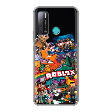 Силиконовый противоударный чехол на Tecno Pouvoir 4 с принтом Roblox Роблокс Силиконовый противоударный чехол на Tecno Pouvoir 4 с принтом Roblox Роблокс