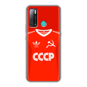 Силиконовый противоударный чехол на Tecno Pouvoir 4 с принтом Флаг Герб СССР Силиконовый противоударный чехол на Tecno Pouvoir 4 с принтом Флаг Герб СССР