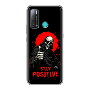 Силиконовый противоударный чехол на Tecno Pouvoir 4 с принтом смешной скелет Силиконовый противоударный чехол на Tecno Pouvoir 4 с принтом смешной скелет
