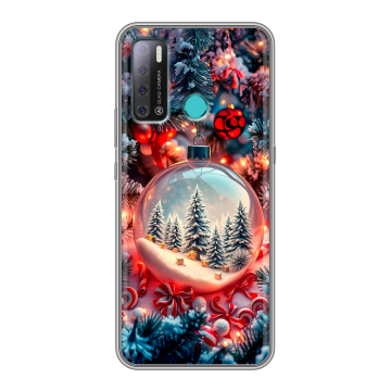 Силиконовый противоударный чехол на Tecno Pouvoir 4 с принтом Новый год Силиконовый противоударный чехол на Tecno Pouvoir 4 с принтом Новый год