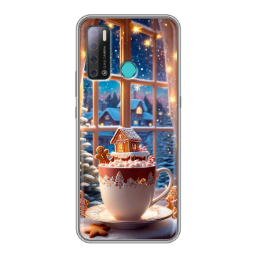 Силиконовый противоударный чехол на Tecno Pouvoir 4 с принтом Новый год Силиконовый противоударный чехол на Tecno Pouvoir 4 с принтом Новый год