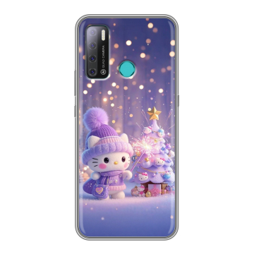 Силиконовый противоударный чехол на Tecno Pouvoir 4 с принтом Новый год