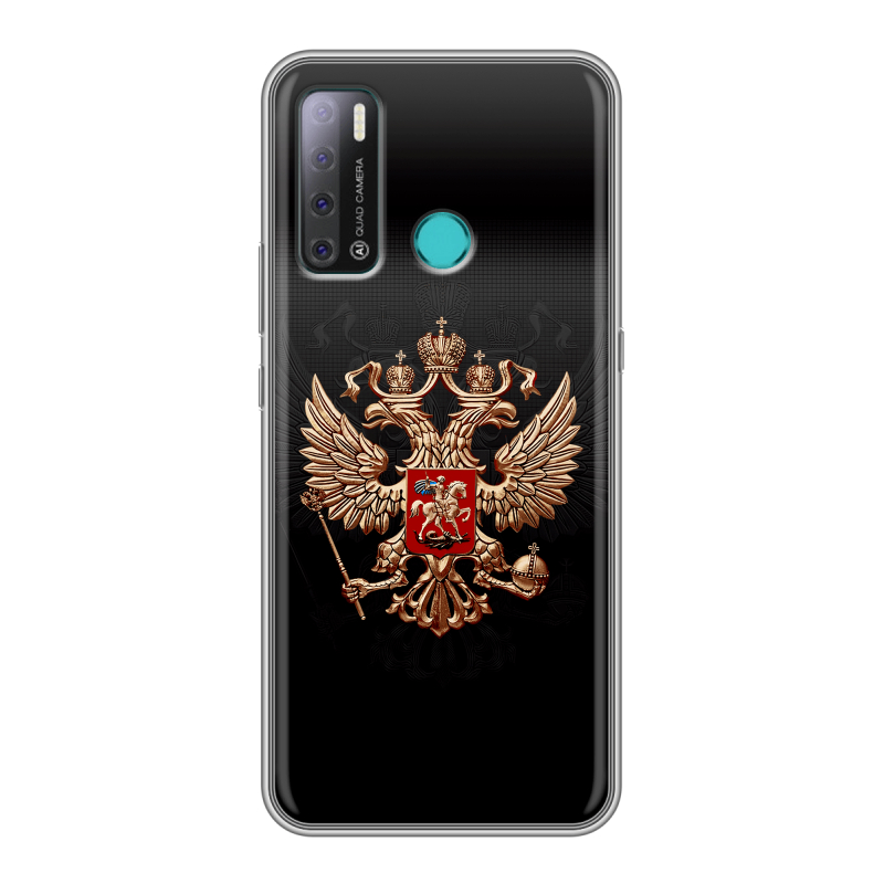Силиконовый противоударный чехол на Tecno Pouvoir 4 с принтом Герб России Силиконовый противоударный чехол на Tecno Pouvoir 4 с принтом Герб России