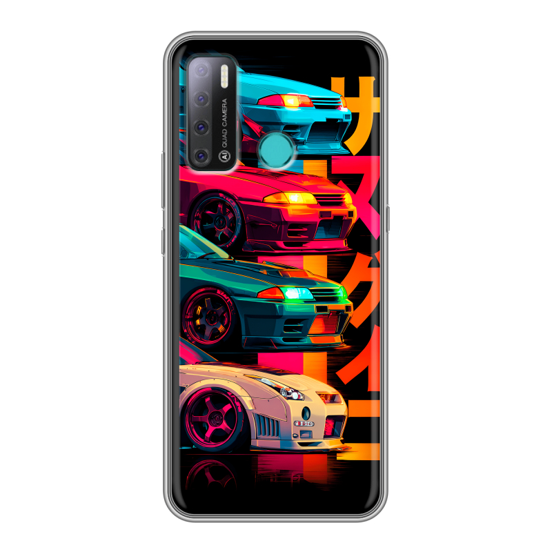 Силиконовый противоударный чехол на Tecno Pouvoir 4 с принтом Гоночные машины Силиконовый противоударный чехол на Tecno Pouvoir 4 с принтом Гоночные машины