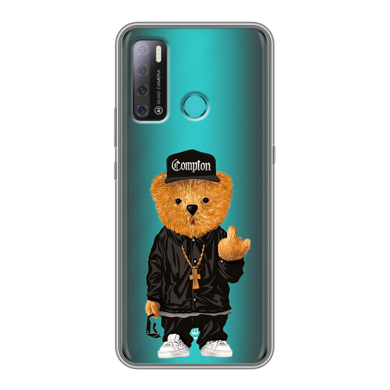 Силиконовый противоударный чехол на Tecno Pouvoir 4 с принтом Плюшевый медведь Силиконовый противоударный чехол на Tecno Pouvoir 4 с принтом Плюшевый медведь