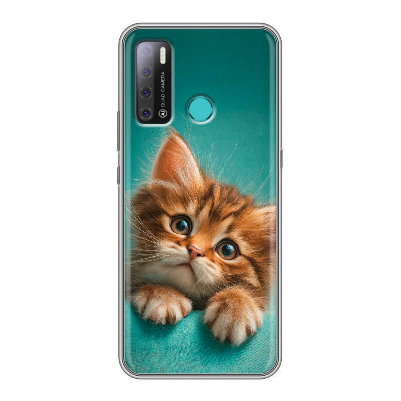 Силиконовый противоударный чехол на Tecno Pouvoir 4 с принтом котенок Силиконовый противоударный чехол на Tecno Pouvoir 4 с принтом котенок