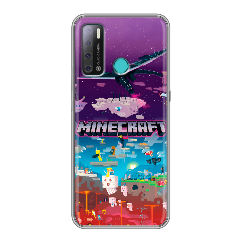Силиконовый противоударный чехол на Tecno Pouvoir 4 с принтом Майнкрафт Minecraft Силиконовый противоударный чехол на Tecno Pouvoir 4 с принтом Майнкрафт Minecraft