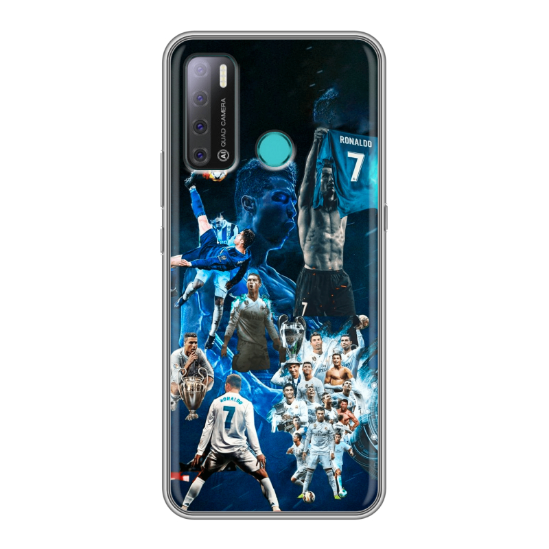 Силиконовый противоударный чехол на Tecno Pouvoir 4 с принтом Реал Роналдо Силиконовый противоударный чехол на Tecno Pouvoir 4 с принтом Реал Роналдо