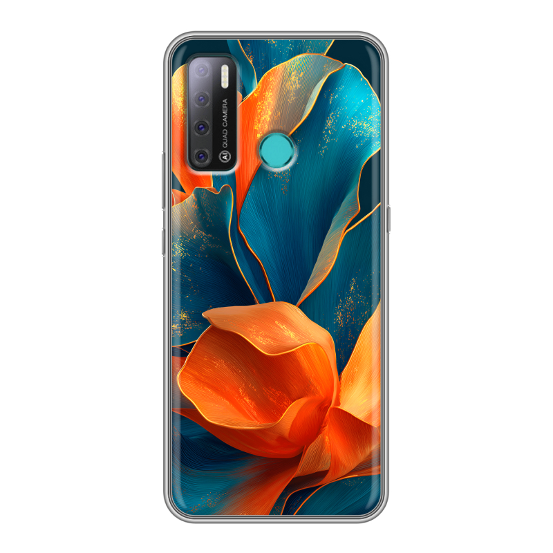 Силиконовый противоударный чехол на Tecno Pouvoir 4 с принтом Цветы Силиконовый противоударный чехол на Tecno Pouvoir 4 с принтом Цветы