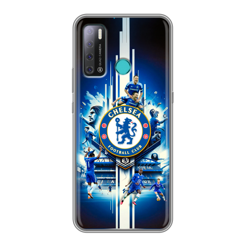 Силиконовый противоударный чехол на Tecno Pouvoir 4 с принтом Chelsea Челси Силиконовый противоударный чехол на Tecno Pouvoir 4 с принтом Chelsea Челси