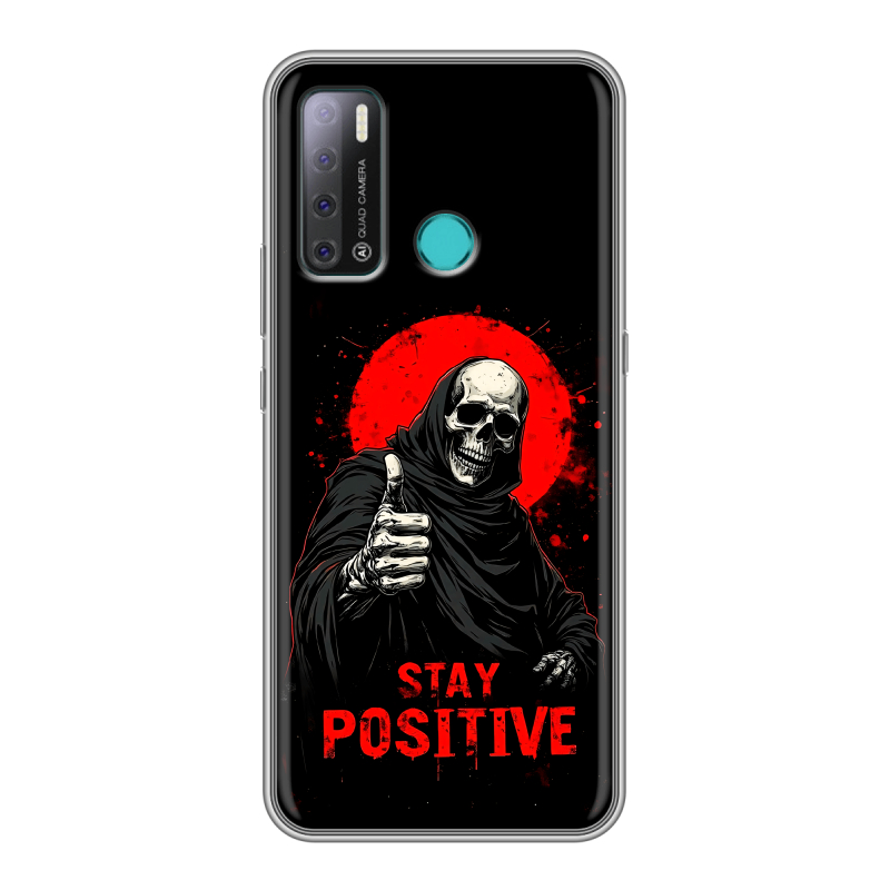 Силиконовый противоударный чехол на Tecno Pouvoir 4 с принтом смешной скелет Силиконовый противоударный чехол на Tecno Pouvoir 4 с принтом смешной скелет