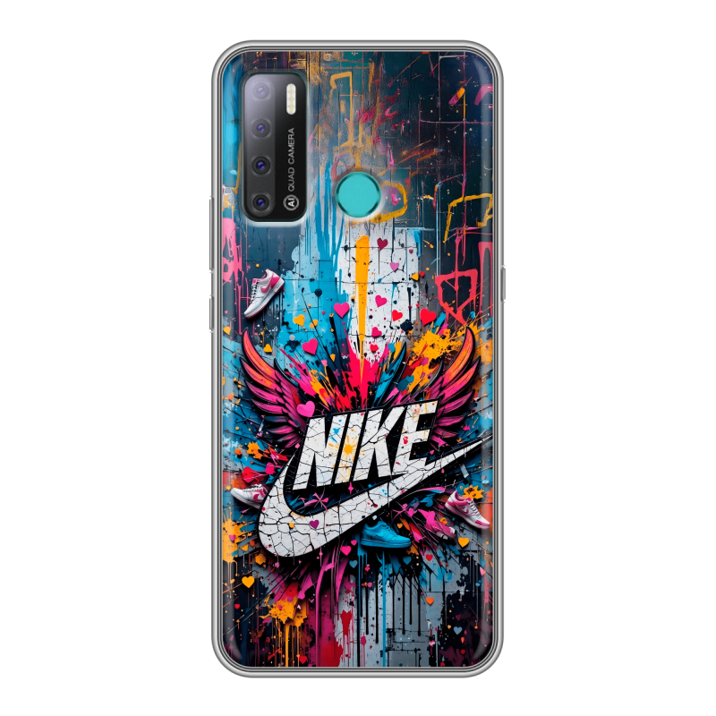 Силиконовый противоударный чехол на Tecno Pouvoir 4 с принтом Nike Найк Силиконовый противоударный чехол на Tecno Pouvoir 4 с принтом Nike Найк