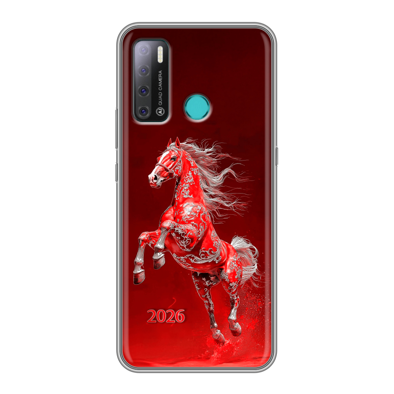 Силиконовый противоударный чехол на Tecno Pouvoir 4 с принтом Новый год Силиконовый противоударный чехол на Tecno Pouvoir 4 с принтом Новый год