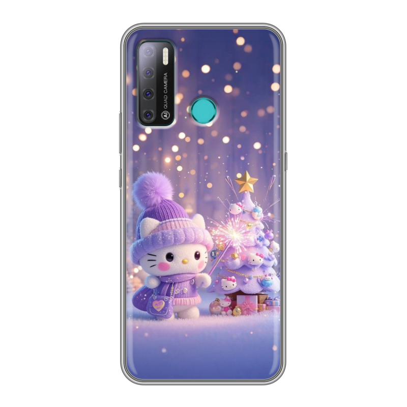 Силиконовый противоударный чехол на Tecno Pouvoir 4 с принтом Новый год Силиконовый противоударный чехол на Tecno Pouvoir 4 с принтом Новый год