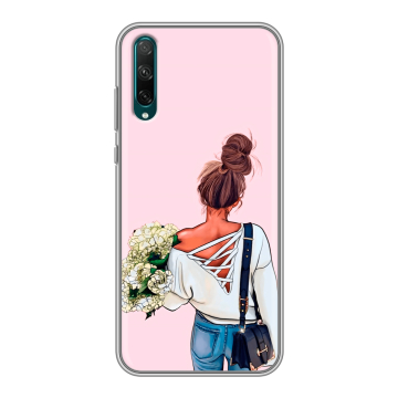 Силиконовый чехол на Huawei Honor 30i с принтом Девушка и букет Силиконовый чехол на Huawei Honor 30i с принтом Девушка и букет